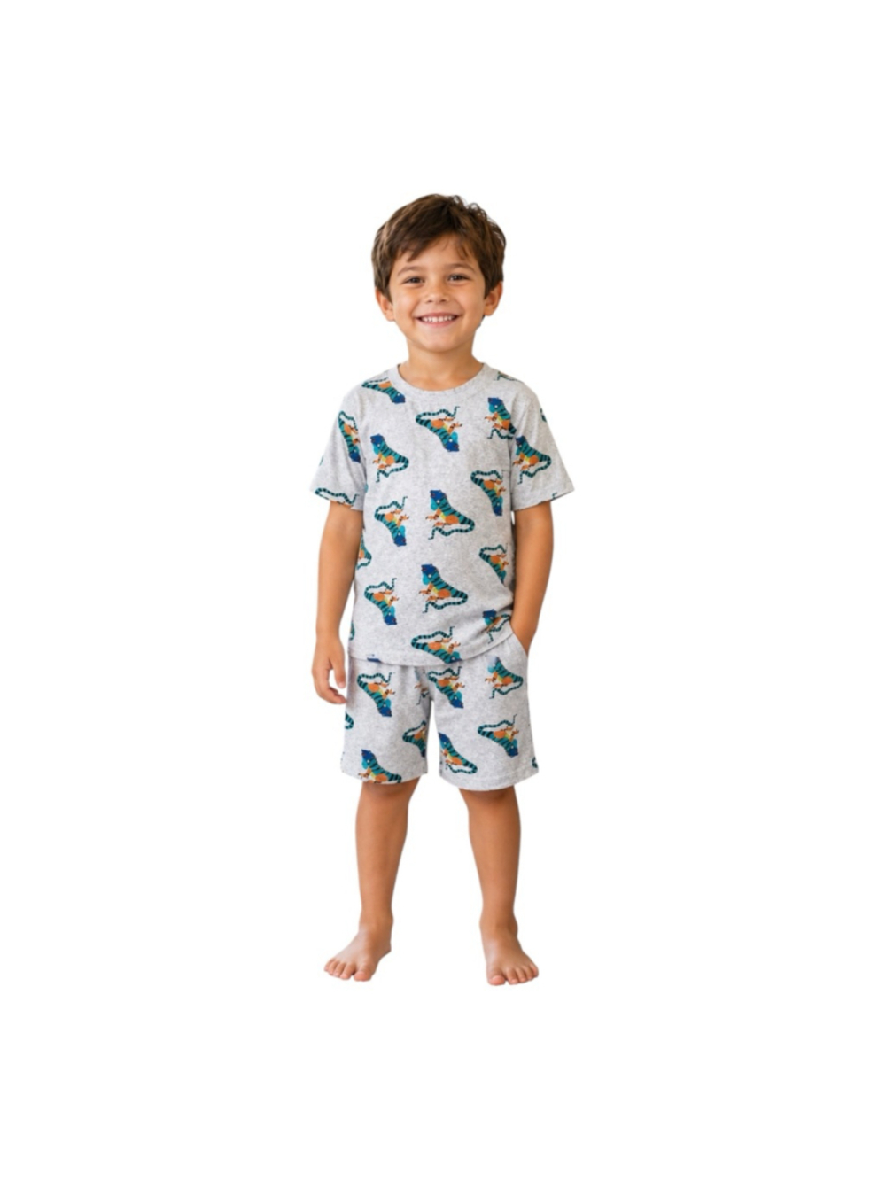 Hanna Andersson Boys Organic Cotton Pajama Set Size 5 (110 cm) Gray Animal Print